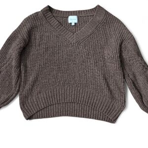 Pink Rose Chocolate V-Neck Sweater